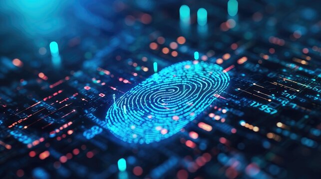 Fingerprint scanning for biometric authentication, a crucial element in cybersecurity and fingerprint password protection, Ai Generated