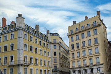 Fototapeta na wymiar Lyon, a typical street in the center