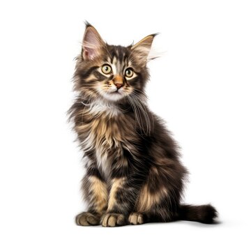 An elegant cat stands out distinctly on a crisp white backdrop, Ai Generated