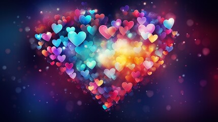 Colorful heart for romantic valentines day, wedding, mother day, and anniversary concept background. Created with Generative AI.