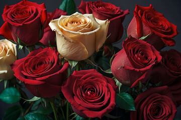 A beautiful red roses bouquet with an isolated background