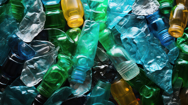Crushed plastic bottles highlighting the importance of recycling to combat environmental pollution
