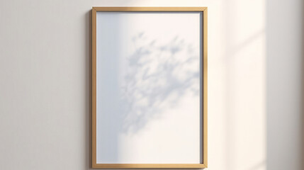 A blank minimalist frame against a wall, with natural shadow play adding depth and interest