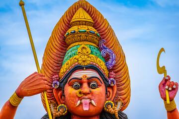 The Biggest Statue of Hindu God Amman, Parasathamman Temple, Thaiyur Village, Near Kelambakkam,...