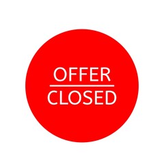 Offer closed label on white background