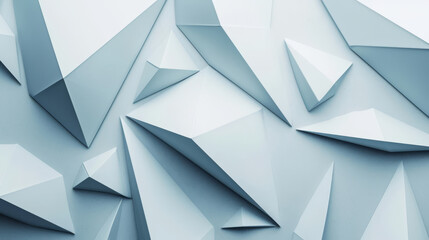 Sharp geometric shapes on a white minimalist background.