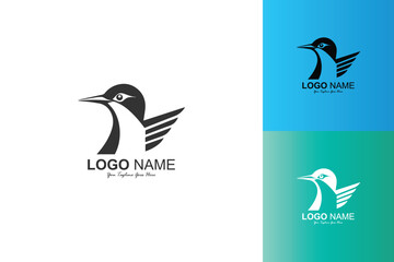 vector logo of bird raising its wings