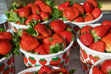 juicy appetizing strawberries at a local market in Cyprus in winter 8