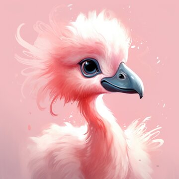 Lovely baby flamingo. Vector illustration. Artwork. Portrait.