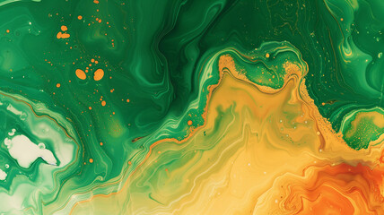 Colorful Marble Whirl: A Dance of Green, Yellow, Orange, and Red - Created using Generative AI