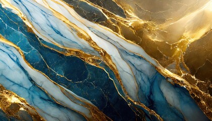 Swirl of blue gold marble abstract background, Liquid marble design abstract, light blue azure...