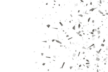 Silver glitter confetti on a white background. Decorative element.