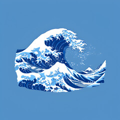 A logo illustration of a blue wave on a light blue background. Created with generative AI.