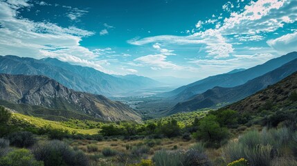 Fototapeta premium Valley Vista: A Window to Nature's Majesty
