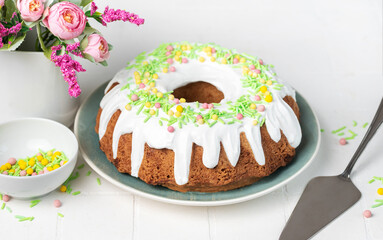 Easter Bundt Cake with Easter Eggs