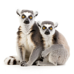 Obraz premium two lemur isolated on white background