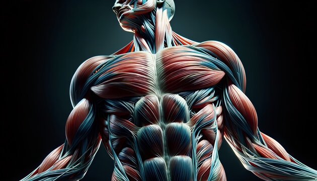 Detailed Isolated Human Muscular System 3D Medical Illustration