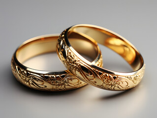 Pair of Elegant Gold Wedding Rings. Marriage Background