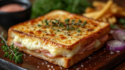 Croque Monsieur sandwich - food photography Generative AI