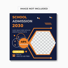 Kids school education admission social media post back to school web banner template