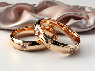 Pair of Elegant Gold Wedding Rings. Marriage Background