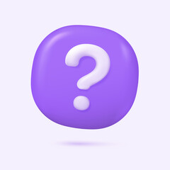 3D question mark on speech box. Doubt. Question that needs an answer. 3D Vector Illustration.