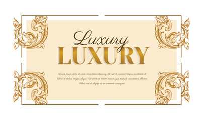 Vintage gold background, Ornate Frame for invitations and greeting cards, elegant vector antique frame.