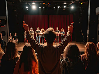 College Student in Theater Activities Background - obrazy, fototapety, plakaty