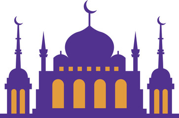 silhouette of Ramdan Islamic Mosque, flat vector icon