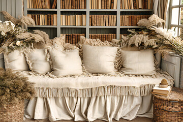Elegant Sofa Design in Stylish Interior, Comfortable and Luxurious Home Decor