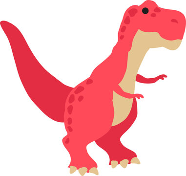 cute red dinosaur cartoon vector illustration, tyrannosaurus rex dinosaur
