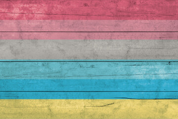 Genderflux Pride Flag on wooden surface. Genderflux Pride Flag is one of the sexual minority of...