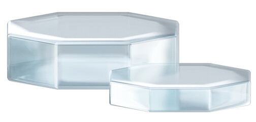 White glossy glass podium product display, 3d rendering