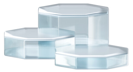 White glossy glass podium product display, 3d rendering