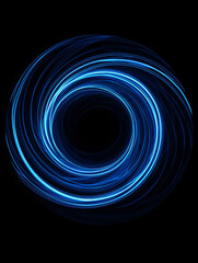 Blue dark light spinning on black background in circle shape