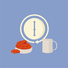 time to break the fast with a bowl of dates and a mug of water