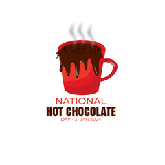 January 31st, we celebrate National Hot Chocolate Day, a day dedicated to our favorite chocolate drink. vector, design illustration, flat illustration
