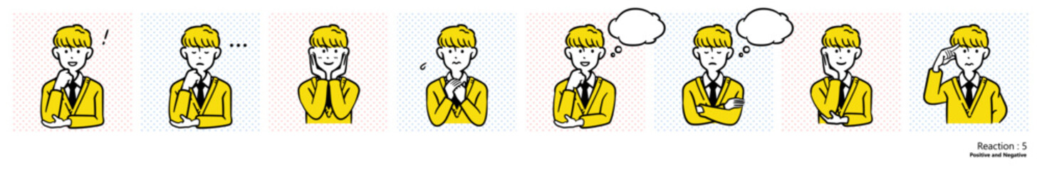 人物イラスト｜高校生（リアクション）