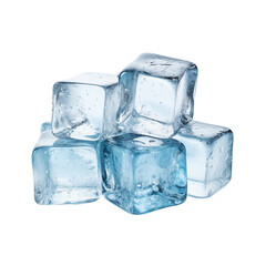 Ice cubes isolated on transparent and white background. Ideal for use in advertising. Generative ai
