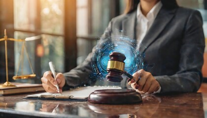 AI ethics and legal concepts artificial intelligence law and online technology of legal regulations Controlling artificial intelligence technology is a high risk.