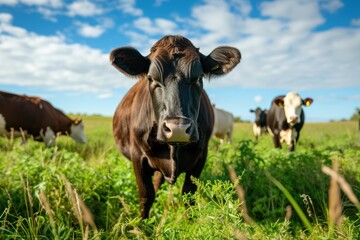 Obraz na płótnie Canvas Healthy Wagyu Cattle Grazing in a Feild
