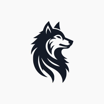 flat vector wolf logo, simple, elegant