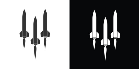 rockets icons on black and white