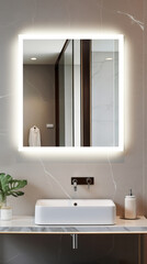 Bathroom interior with LED Mirror Frontlit