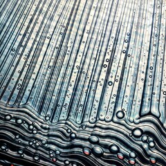 Obraz premium Waves of water droplets form a mesmerizing pattern with a subtle blue tint.