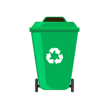 recycle bins with recycle symbol. rubbish bins for recycling. garbage in recycle bin. Empty recycle bin.