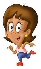 cartoon girl jogging