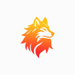 flat vector wolf logo, simple, elegant