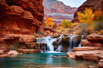 waterfall in the forest. 