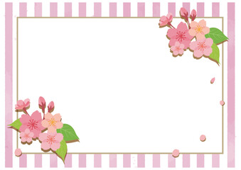 ピンクの桜の花のあるフレーム